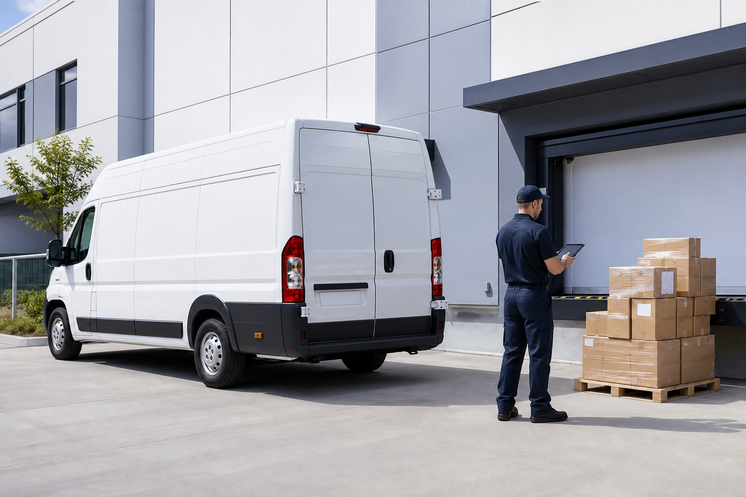 White cargo van supporting a dedicated business route